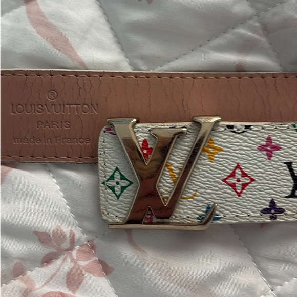 Louis Vuitton White and Gold Belt with Iconic Design